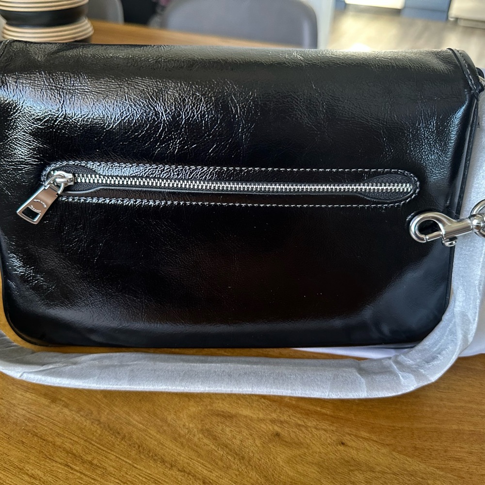 NWT - Coach Soft Tabby Shoulder Bag - Black Glazed Leather SHW - Picture 3 of 12